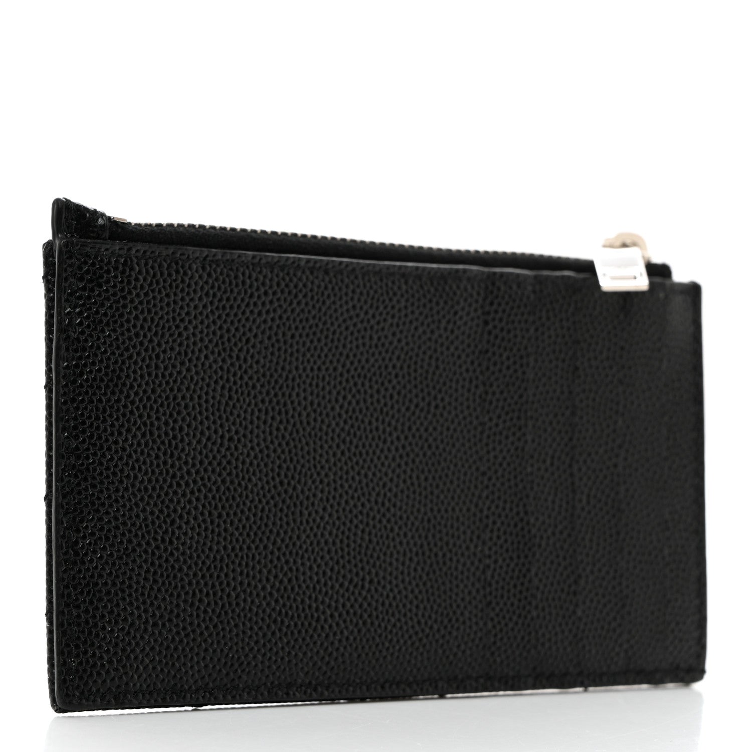 Saint Laurent Grain De Poudre Matelasse Chevron Monogram Fragments Zippered Card Case Black 3 of 7