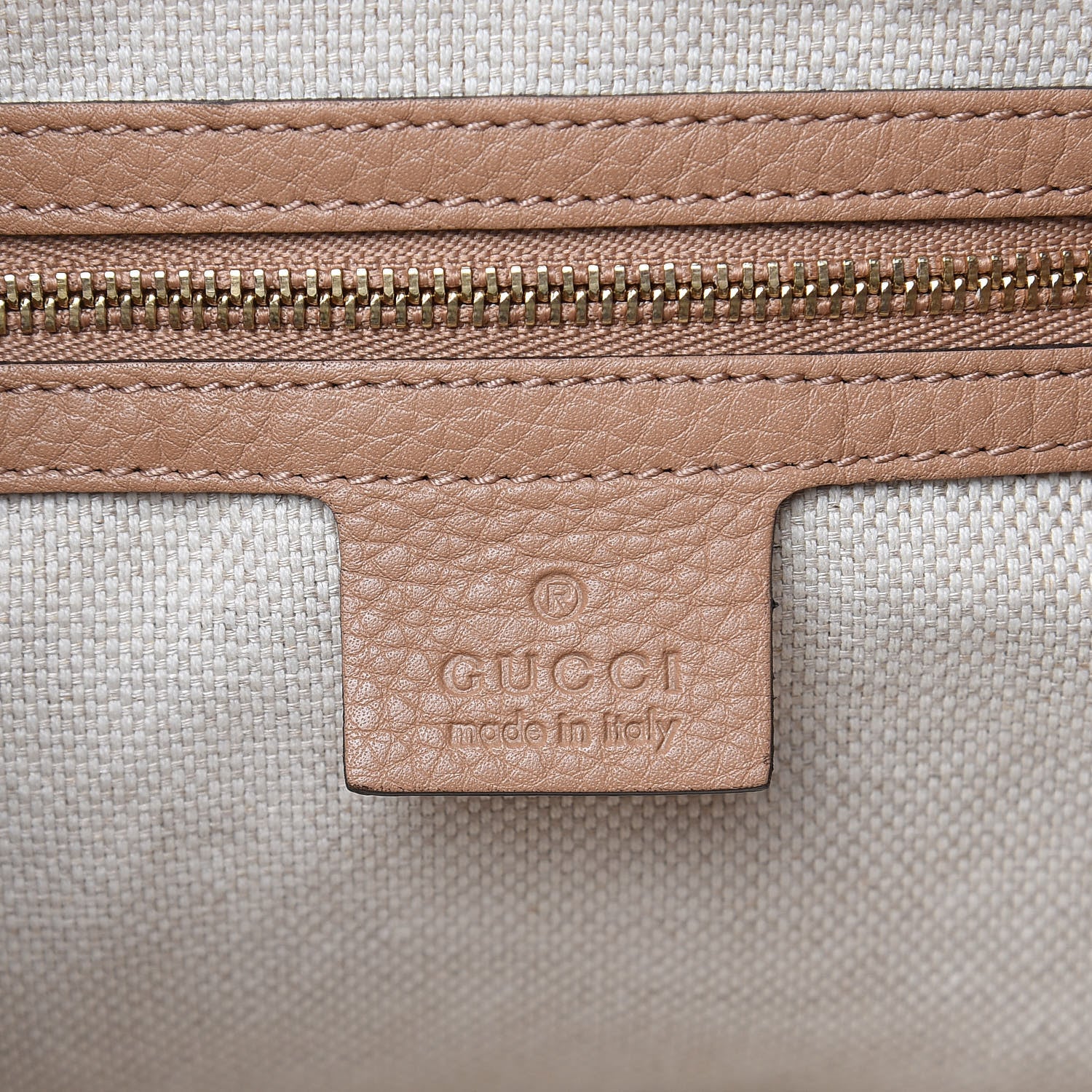 Gucci Linen Canvas Pebbled Calfskin Medium Soho Chain Shoulder Bag White Camelia 6 of 10