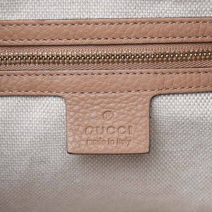 Gucci Linen Canvas Pebbled Calfskin Medium Soho Chain Shoulder Bag White Camelia 6 of 10