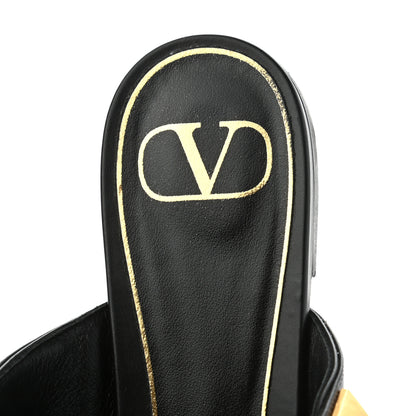 Valentino Garavani Calfskin Roman Stud Ankle Strap Flat Mules 39.5 Black 7 of 10