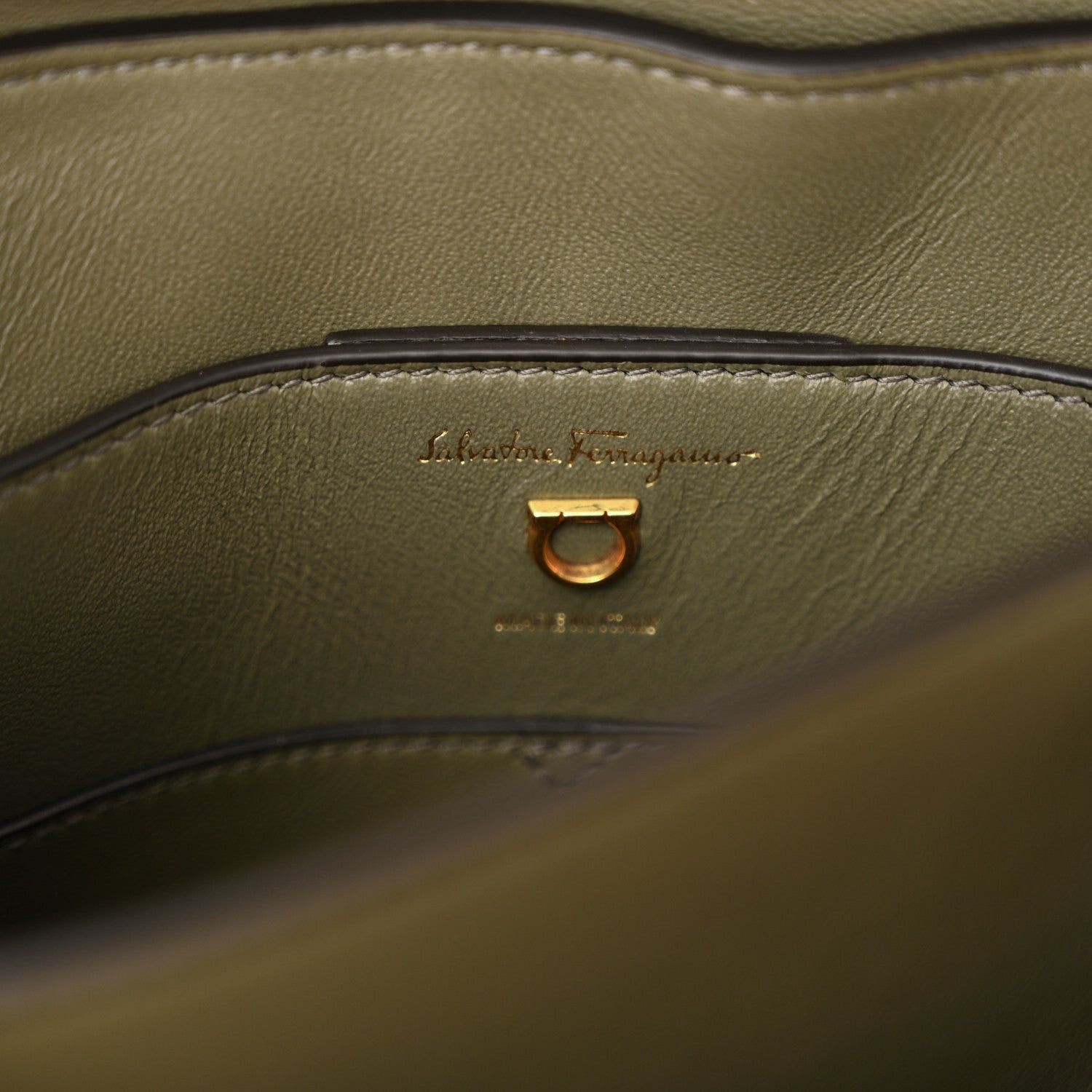 Salvatore Ferragamo Calfskin Small Margot Top Handle Satchel Verde Olivo 6 of 9
