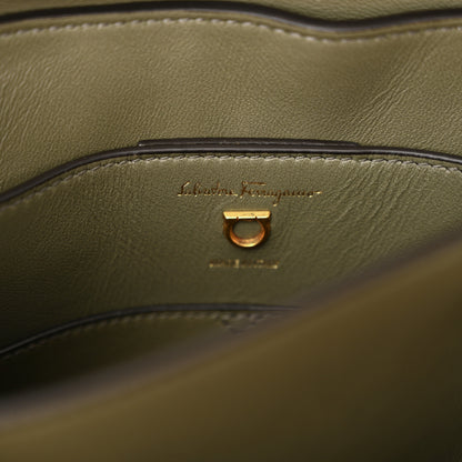 Salvatore Ferragamo Calfskin Small Margot Top Handle Satchel Verde Olivo 6 of 9