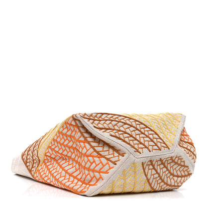 Hermes H Canvas Embroidered Poisson Natte Beach Bag Camel Jaune 4 of 8