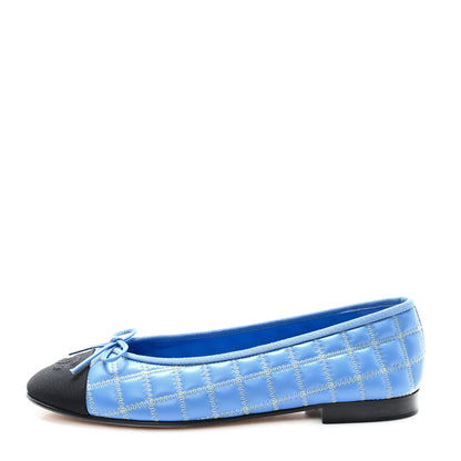 Chanel Lambskin Embroidered Grosgrain Cap Toe CC Ballerina Flats 39 Blue Yellow Black 1 of 9