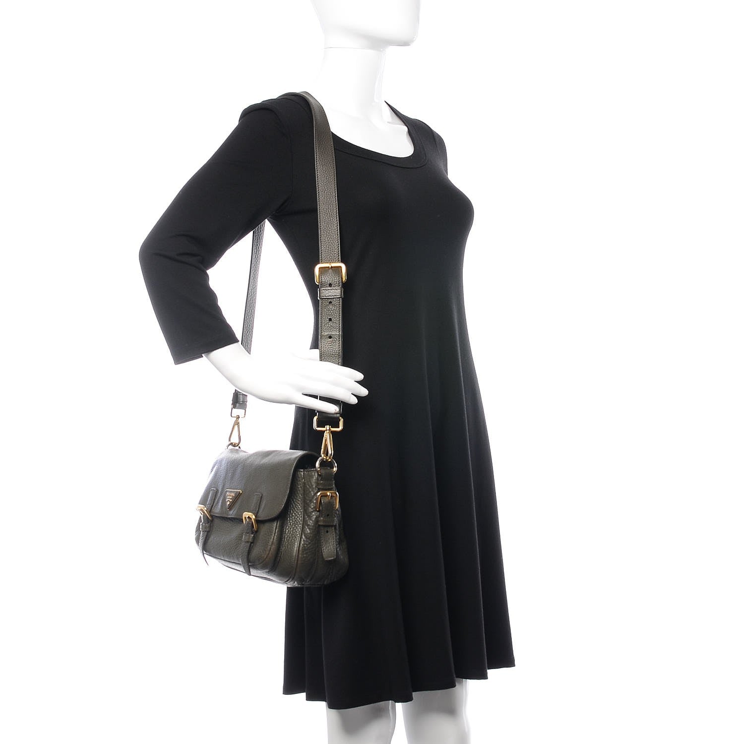 Prada Vitello Daino Messenger Bag Green 2 of 14