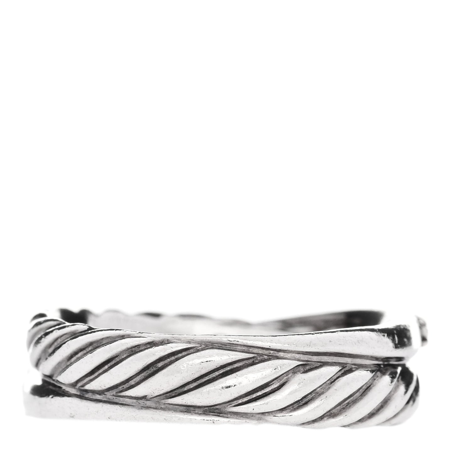 Sterling Silver Diamond 5mm Crossover Ring 54 7