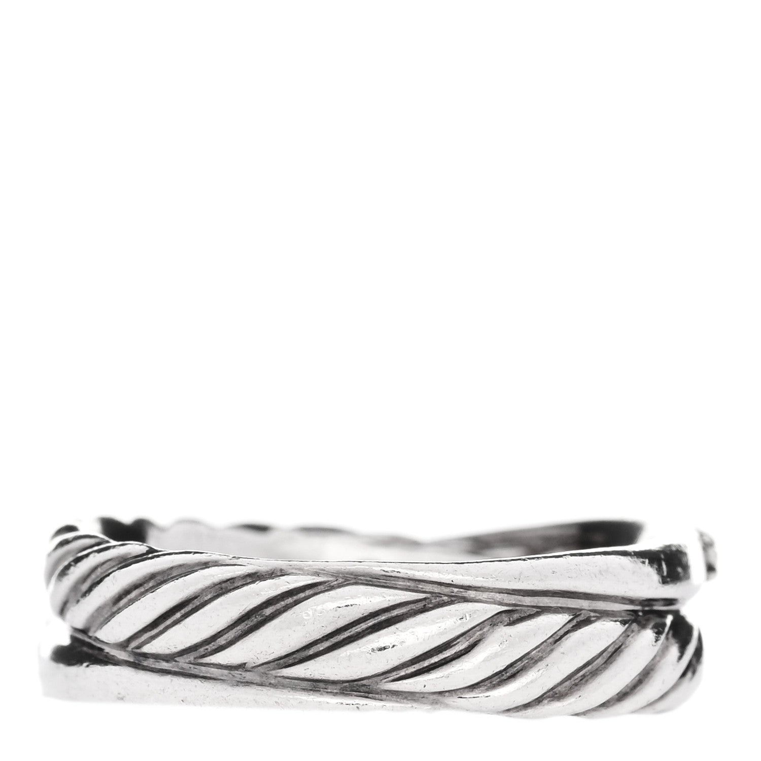 David Yurman Sterling Silver Diamond 5mm Crossover Ring 54 7 3 of 4