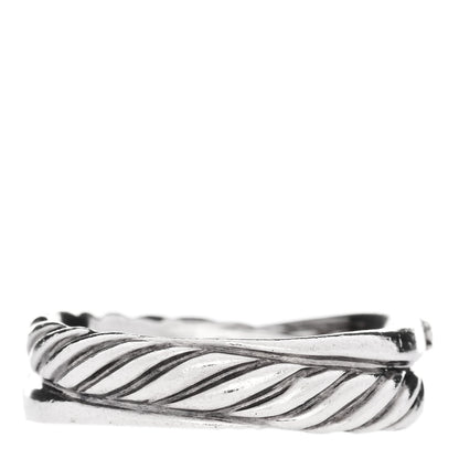 David Yurman Sterling Silver Diamond 5mm Crossover Ring 54 7 3 of 4