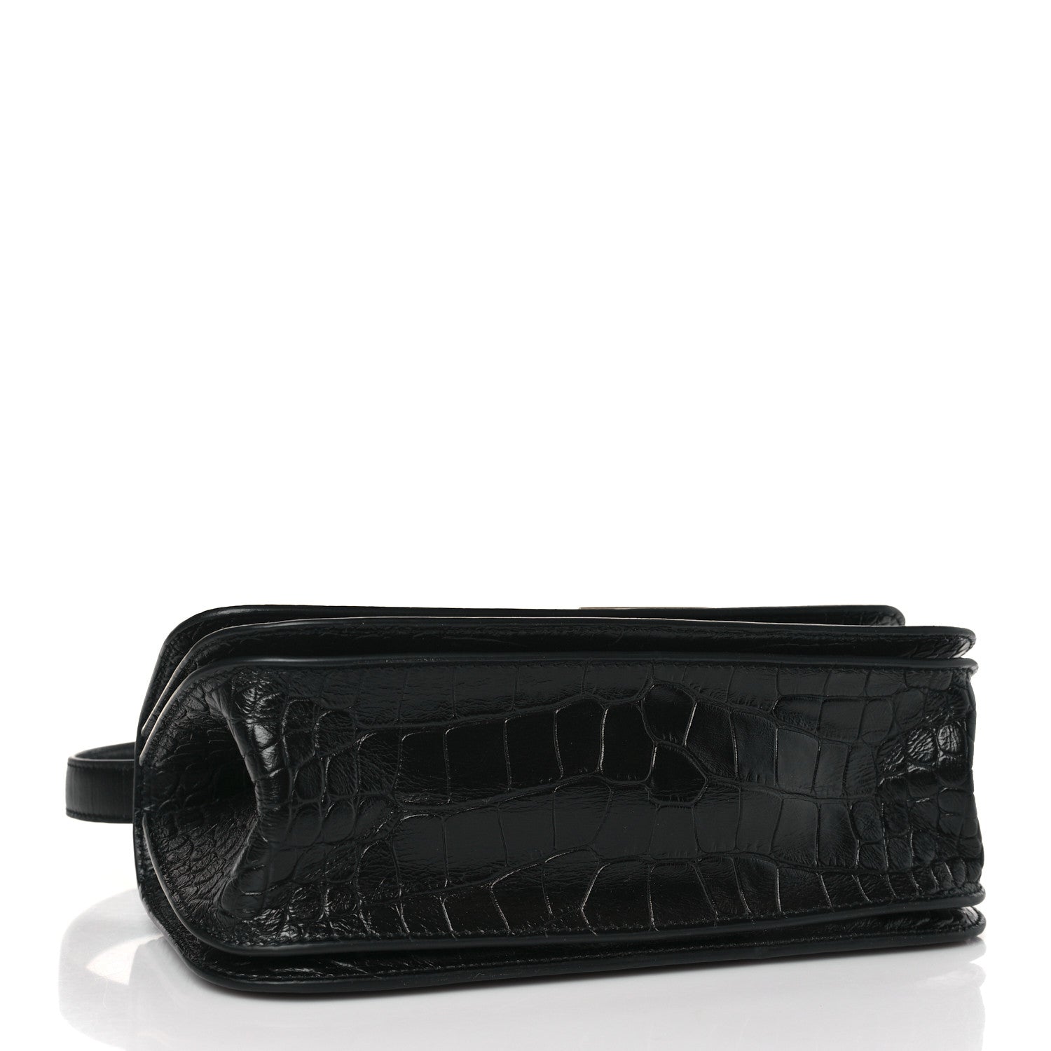 Balenciaga Extra Supple Calfskin Crocodile Embossed Small Gossip Bag Black 4 of 8
