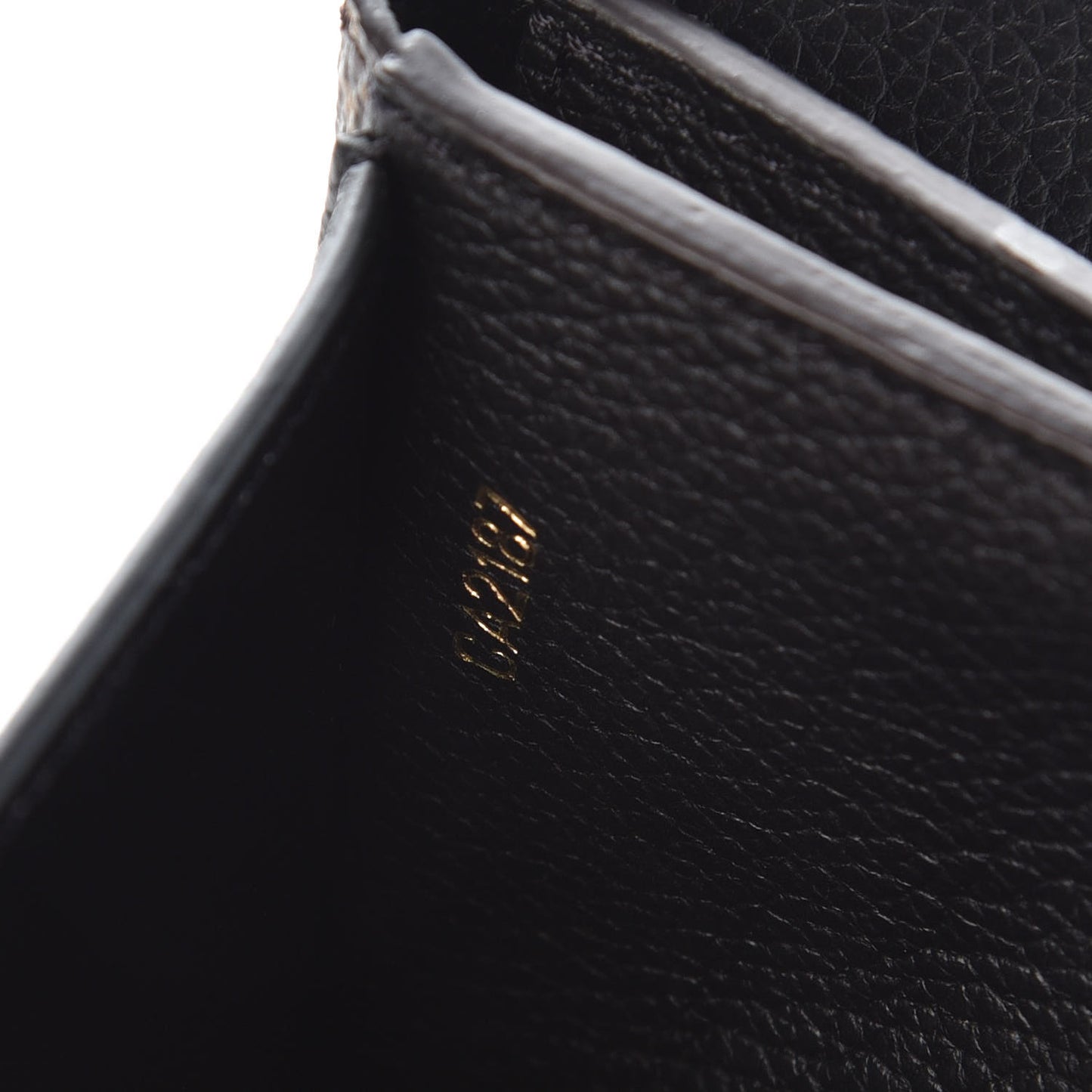 Grained Calfskin Monogram Double V Compact Wallet Black