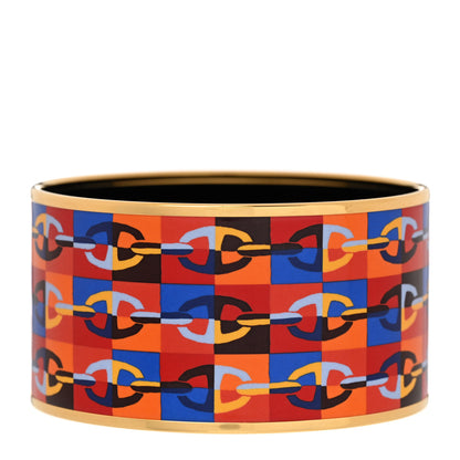 Hermes Enamel Printed Optique Chaine D'Ancre Extra Wide Bracelet 65 1 of 6