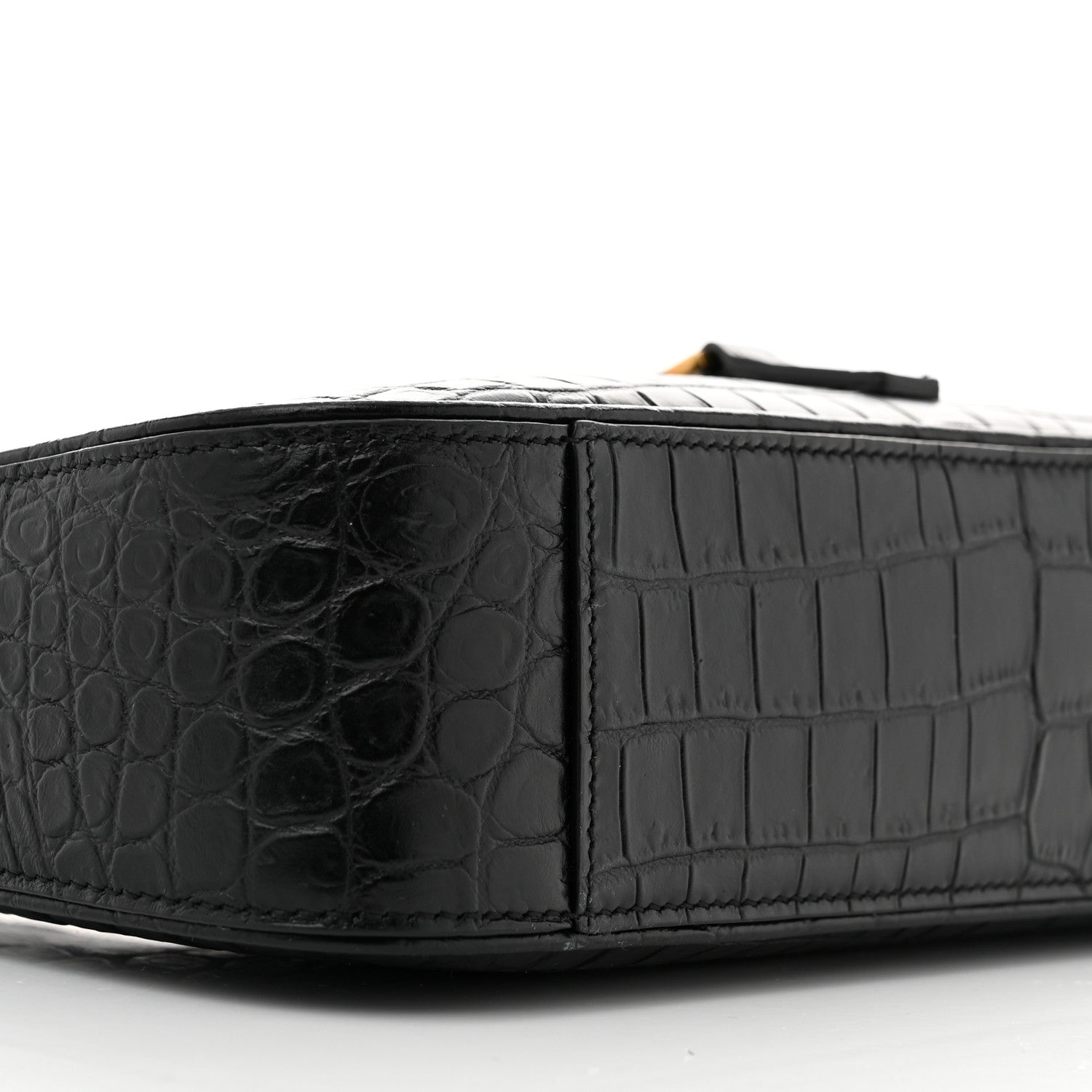 Saint Laurent Calfskin Crocodile Embossed Le 5 A 7 Hobo Black 9 of 12