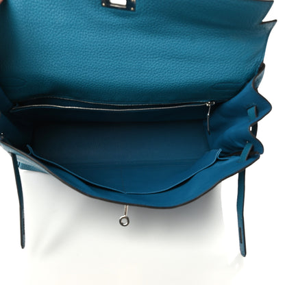 Hermes Taurillon Clemence Kelly Retourne 35 Bleu Izmir 8 of 11