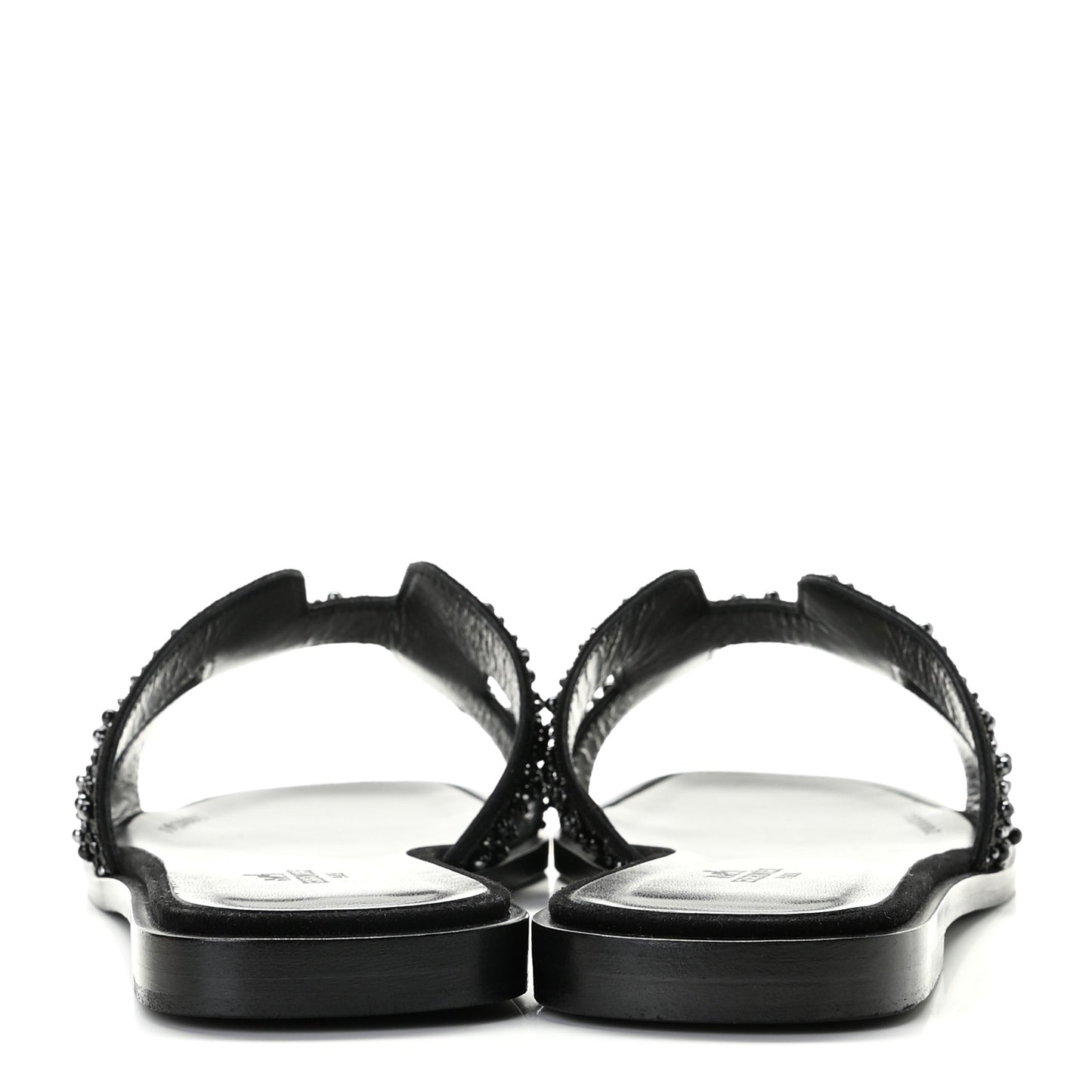 Goatskin Crystal Oran Sandals 38.5 Black
