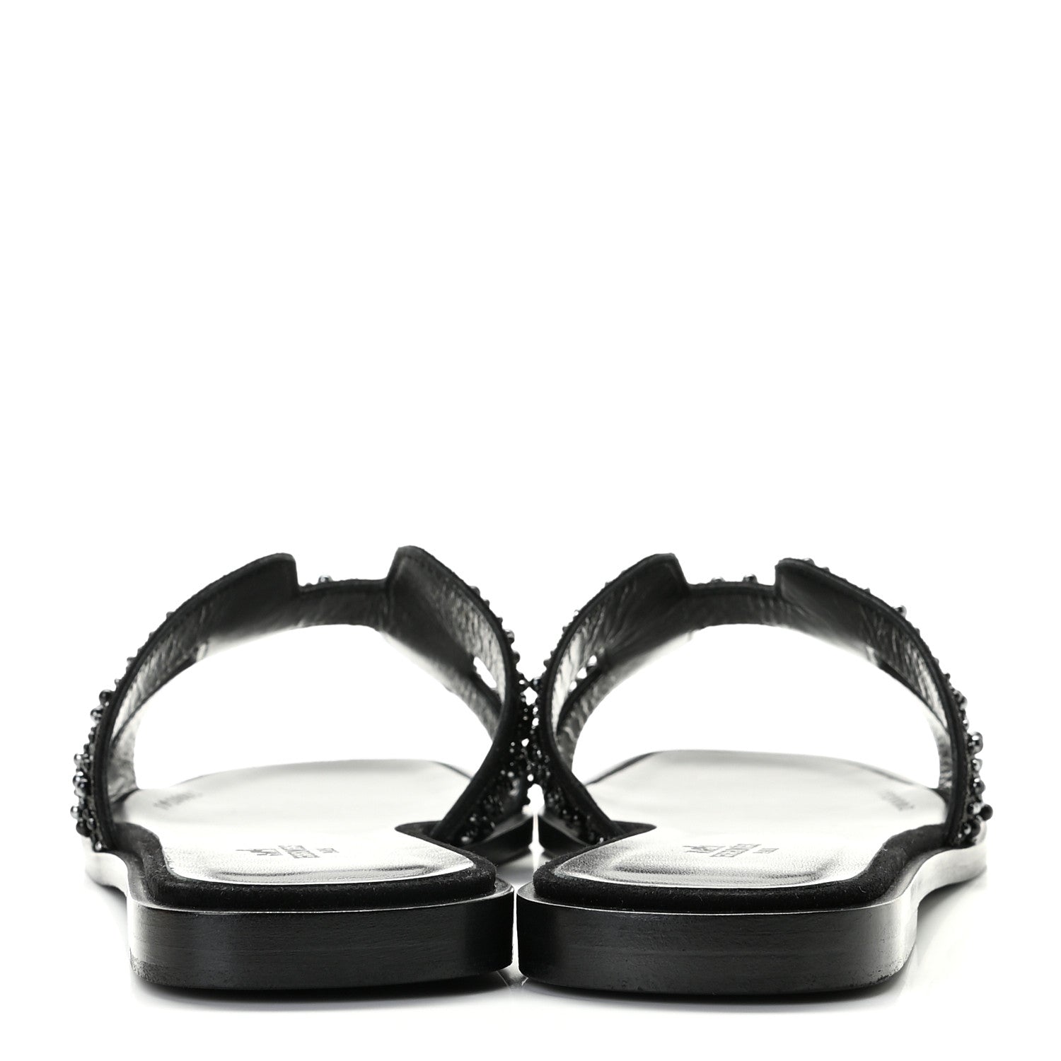 Hermes Goatskin Crystal Oran Sandals 38.5 Black 4 of 13