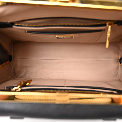 Prada Saffiano Vernice Pyramid Bag Black 5 of 9