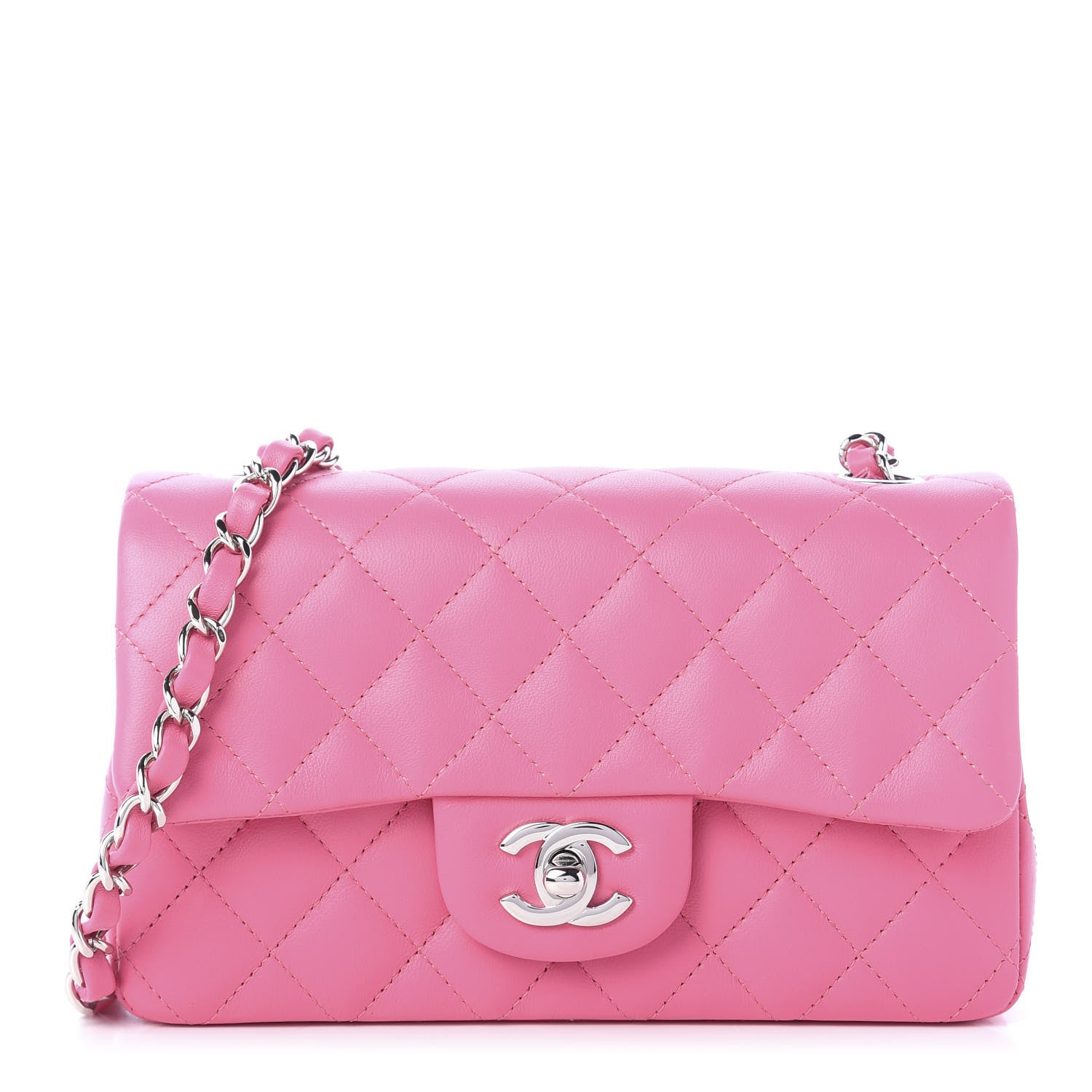 Chanel Lambskin Quilted Mini Rectangular Flap Pink 1 of 11