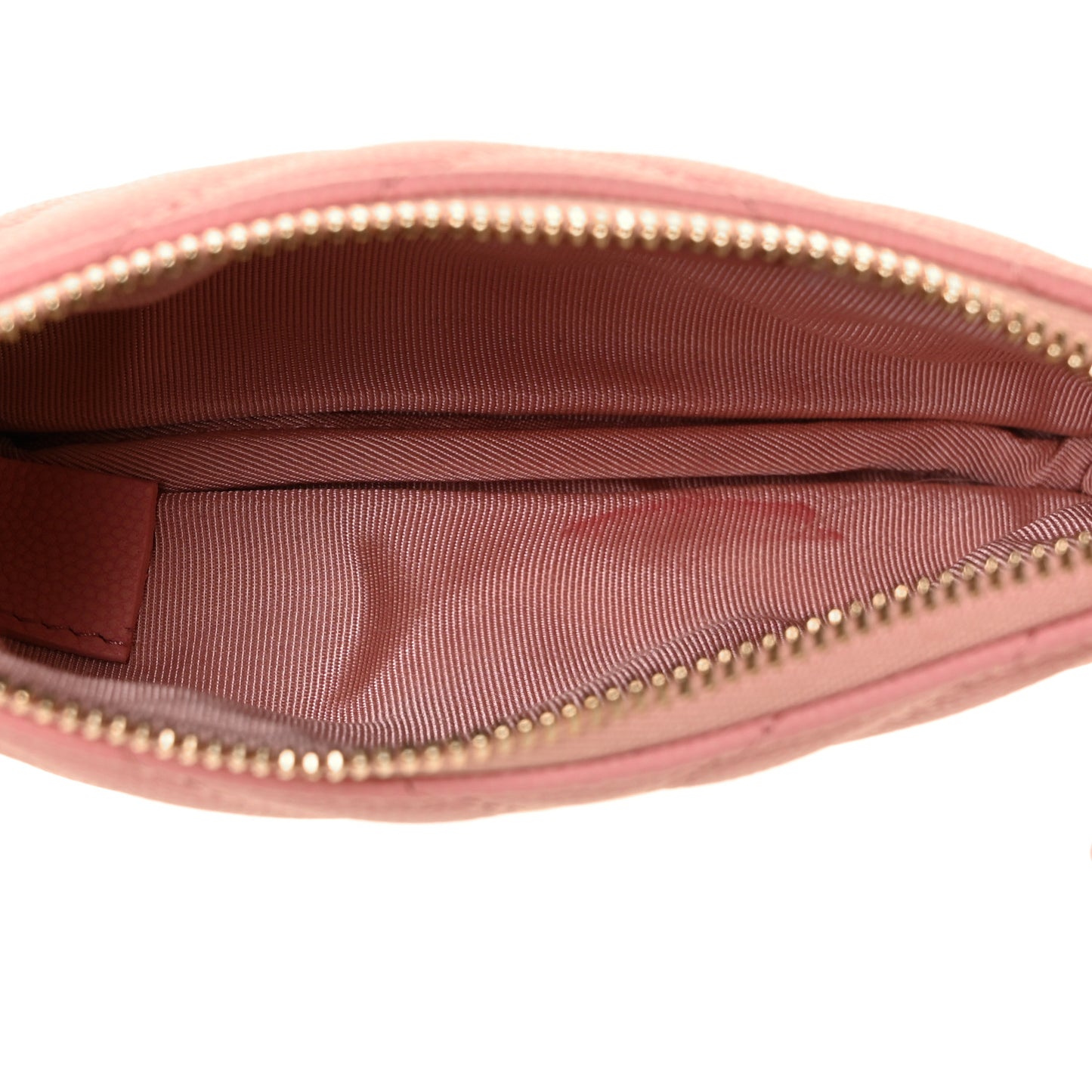 Flat Caviar Chevron Quilted Small Cosmetic Case Pink