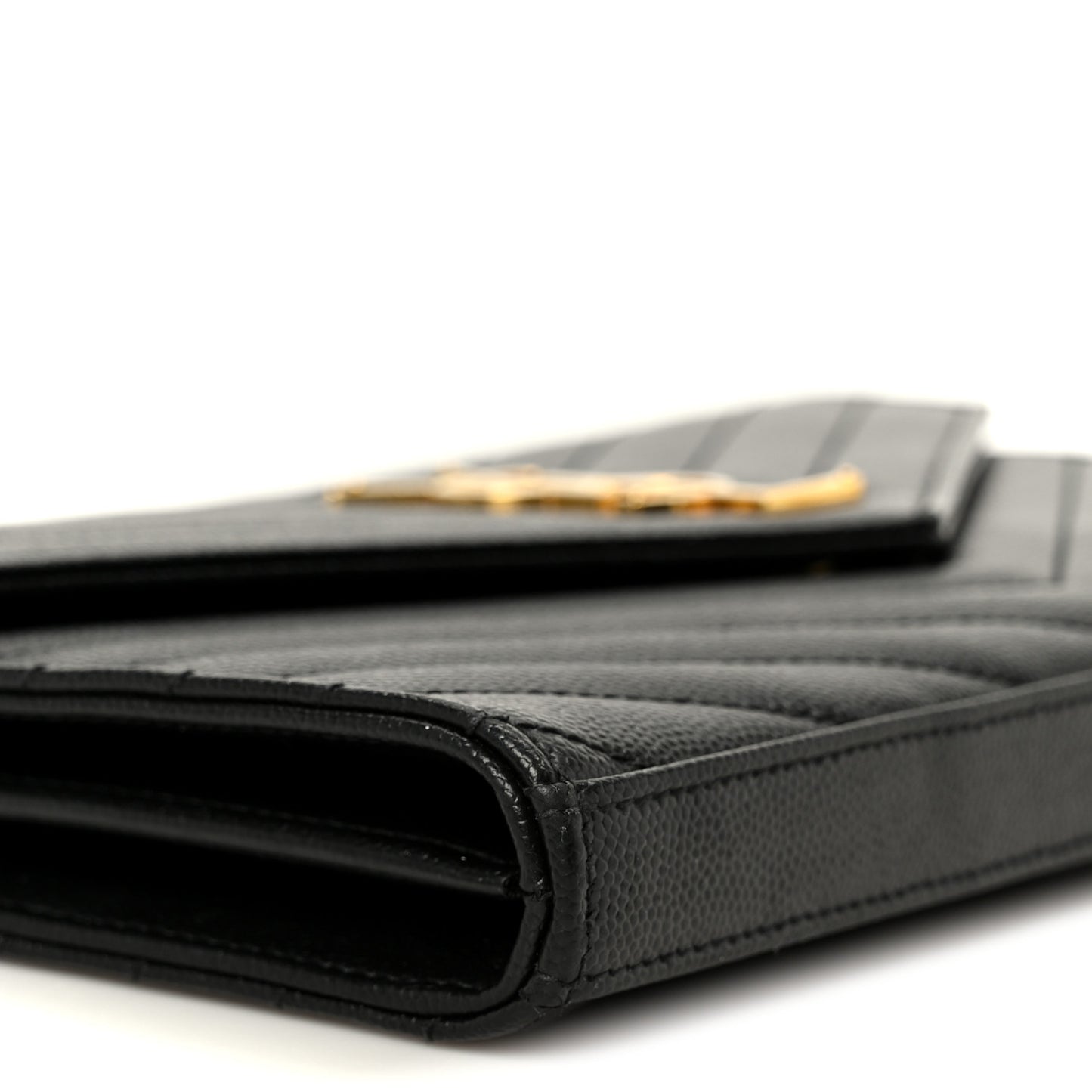 Grain De Poudre Matelasse Chevron Monogram Chain Wallet Black