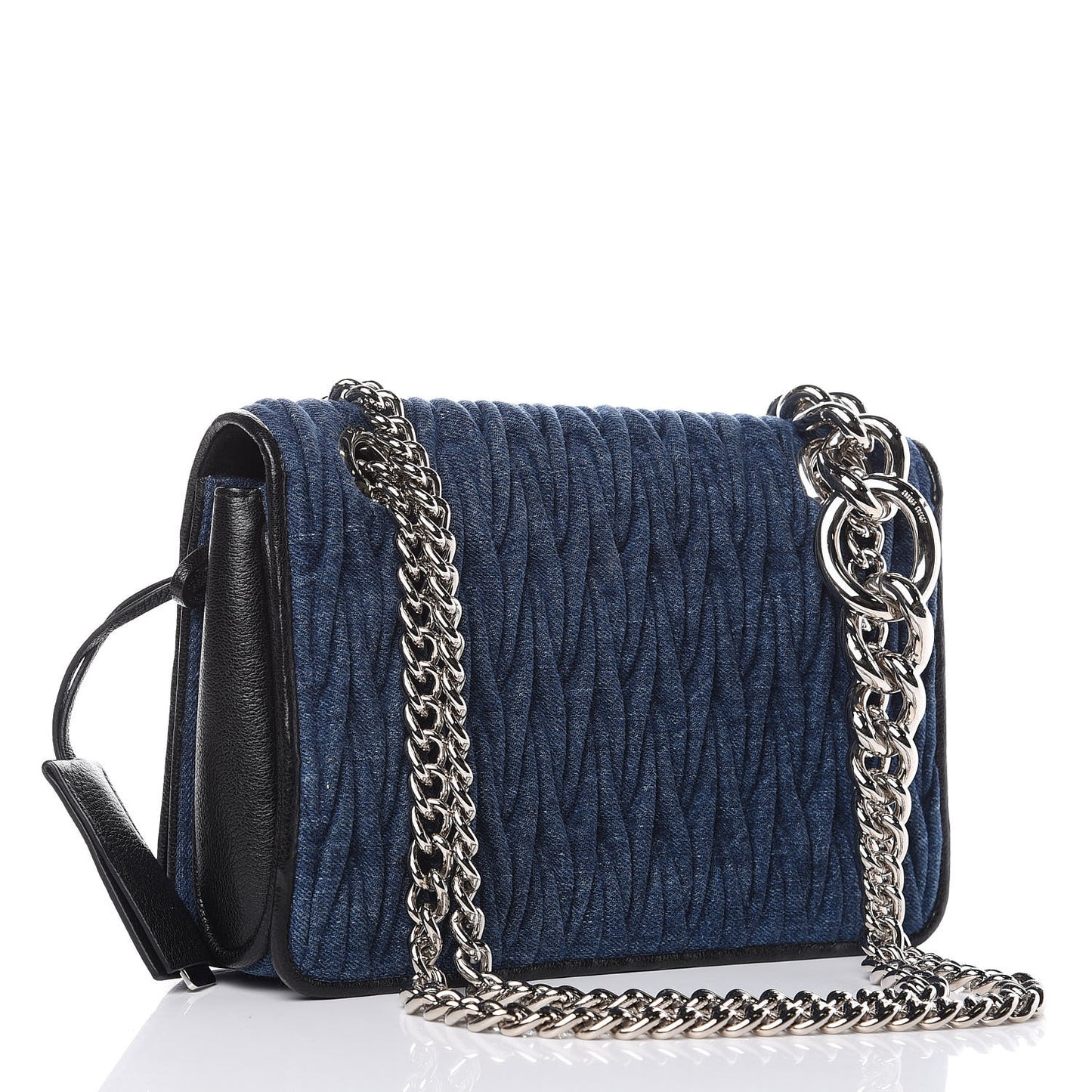 Denim Matelasse Shoulder Bag Blue