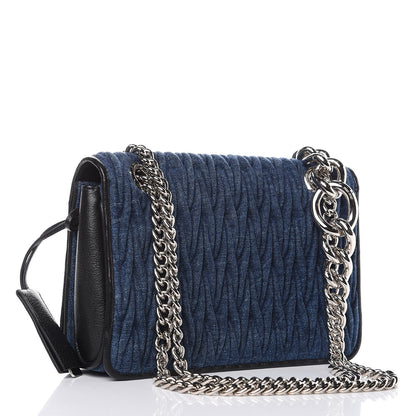 Miu Miu Denim Matelasse Shoulder Bag Blue 3 of 9