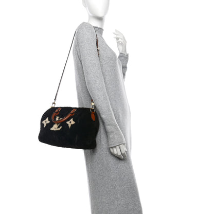 Louis Vuitton Shearling Monogram LV Ski Cozygram Speedy Bandouliere 25 Chocolate Cream 2 of 10