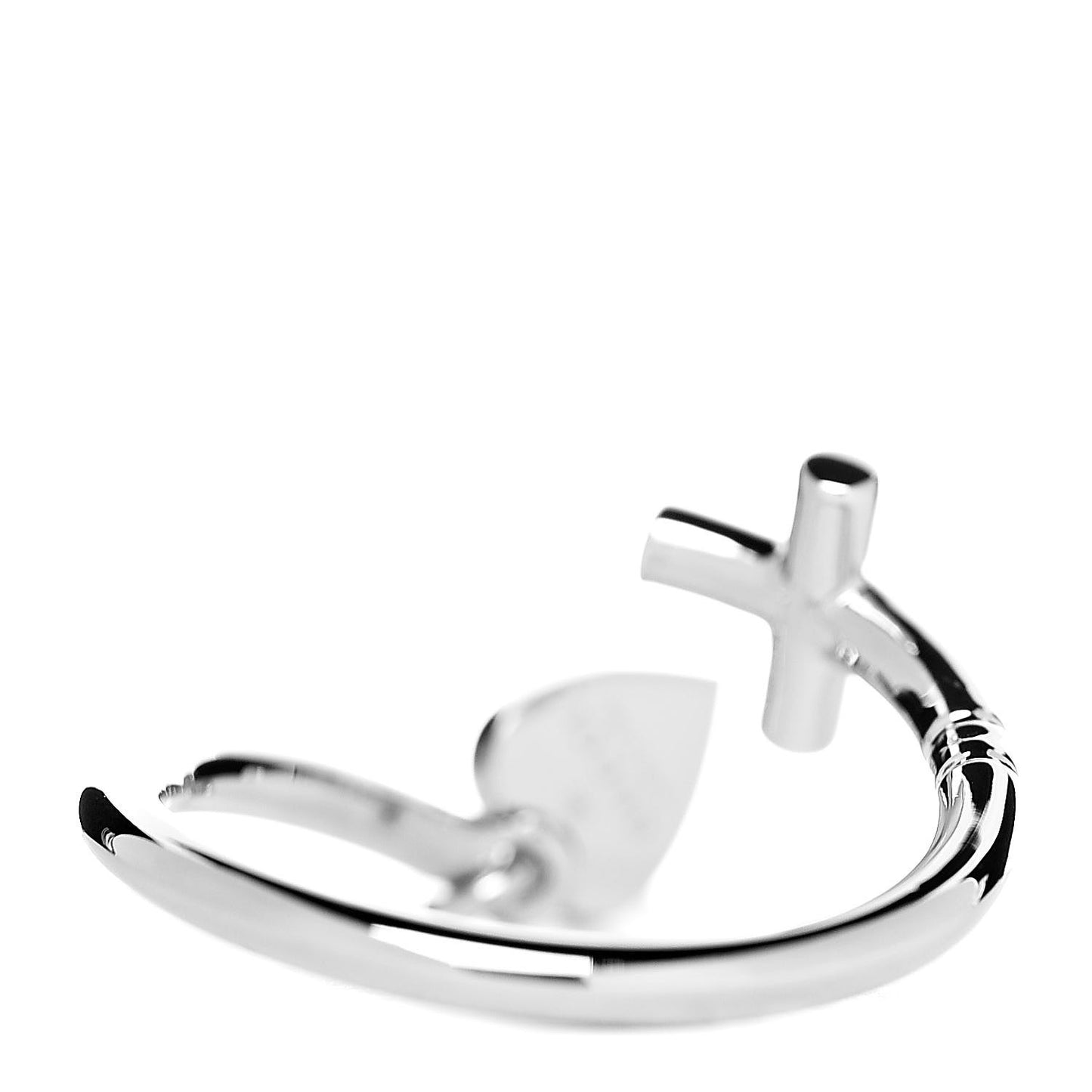 18K White Gold Cross and Heart Ring 54 6.75