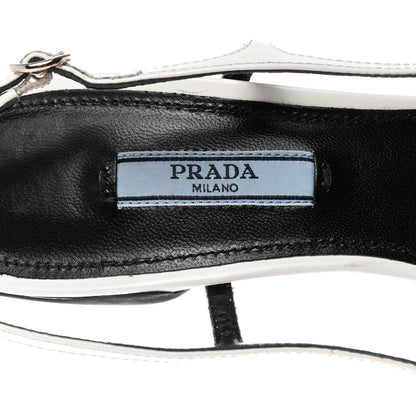 Prada Spazzolato Pointed Toe 55mm Slingback Pumps 38 White 6 of 9