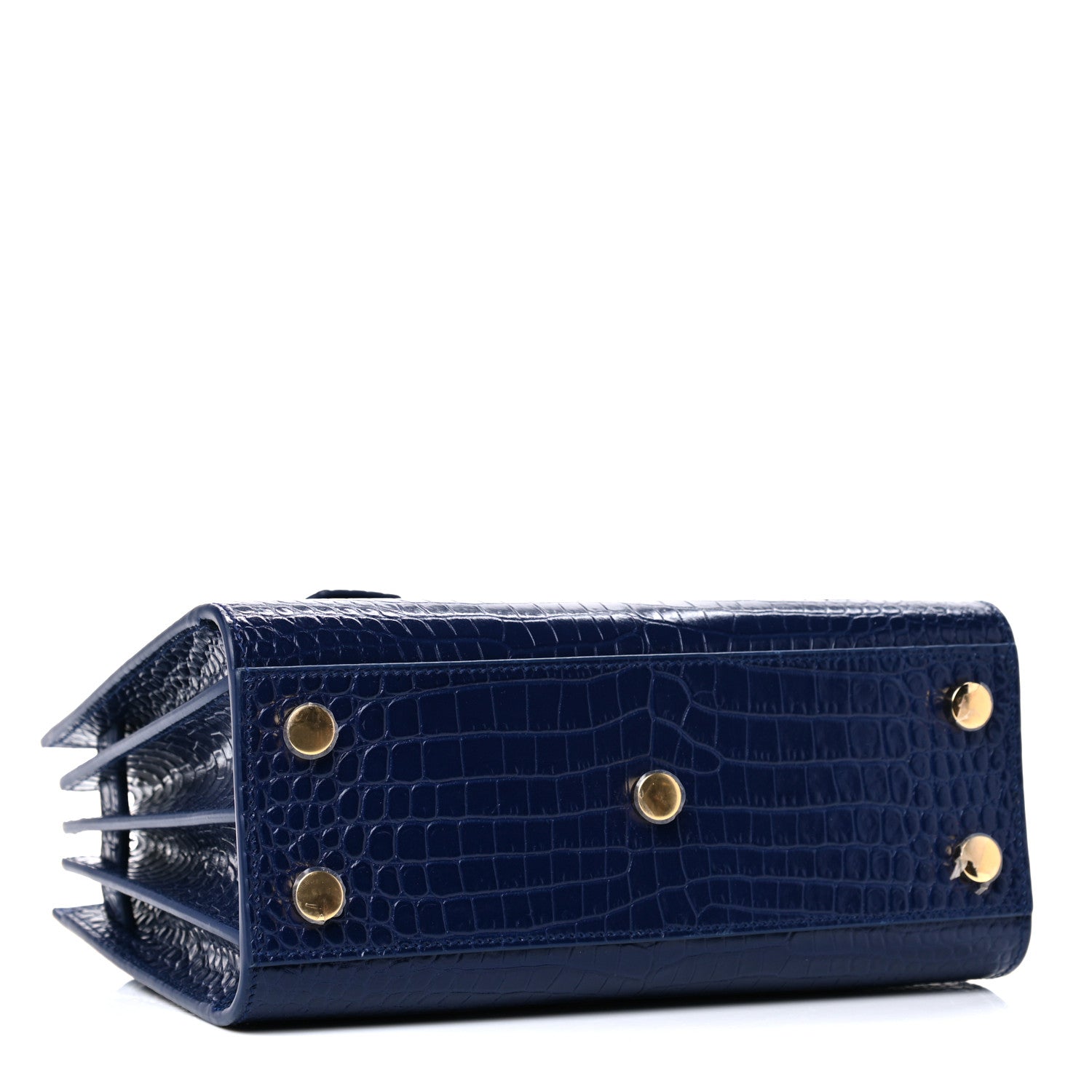 Saint Laurent Calfskin Crocodile Embossed Nano Sac De Jour Royal Blue 3 of 11