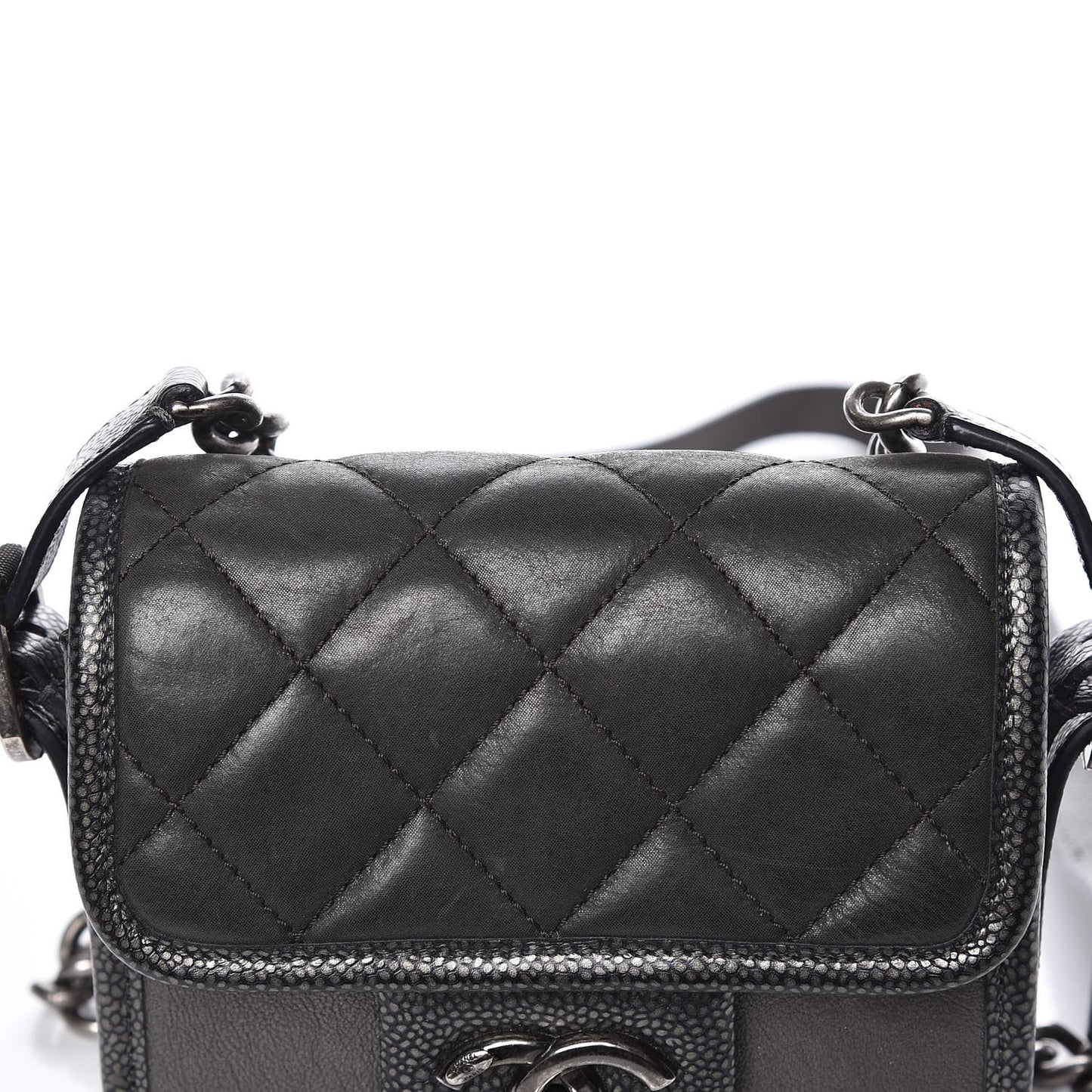 Iridescent Calfskin Mini Back To School Crossbody Flap Anthracite