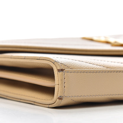 Saint Laurent Grain De Poudre Matelasse Chevron Monogram Chain Wallet Nude Powder 8 of 15