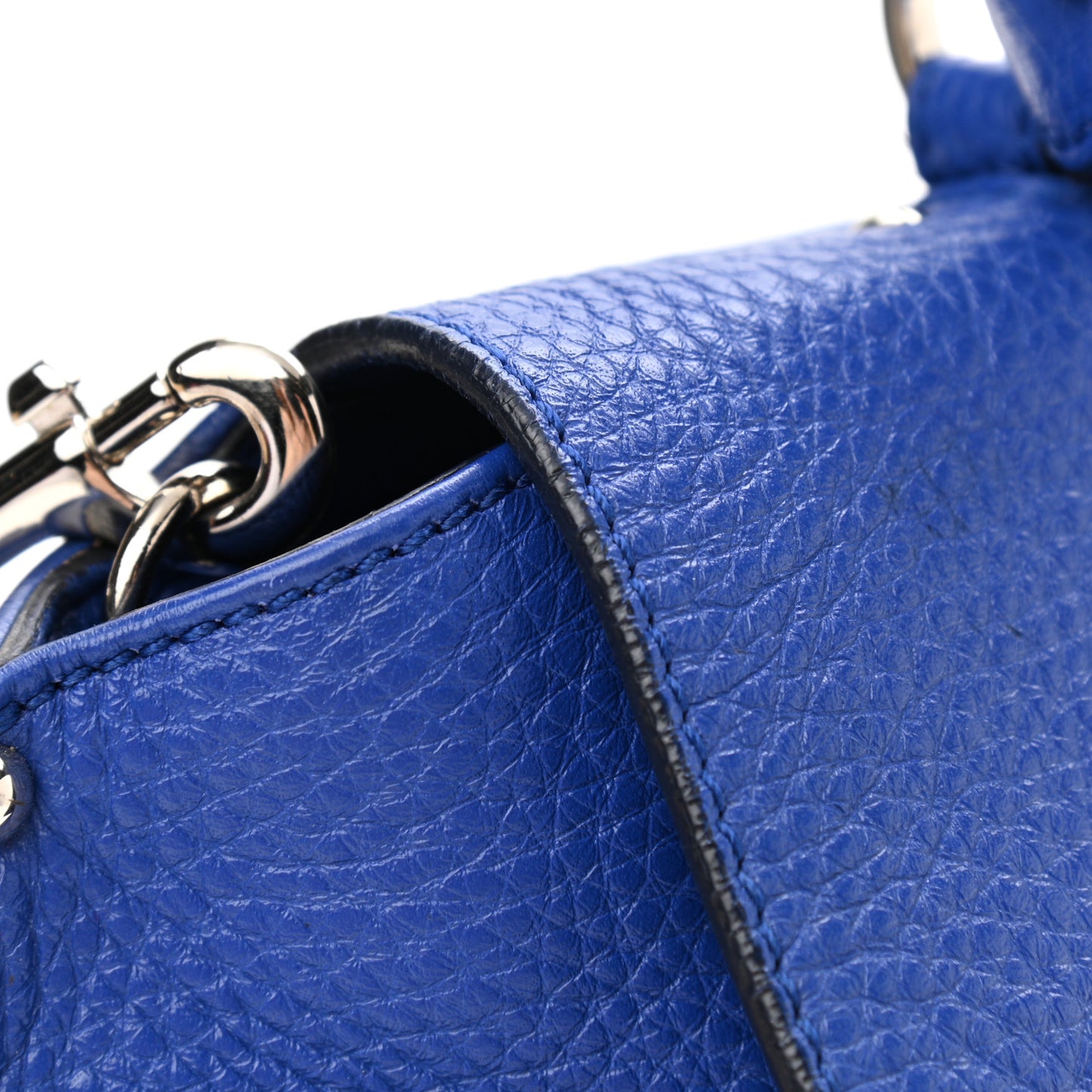 Grained Calfskin Sofia Satchel Blue