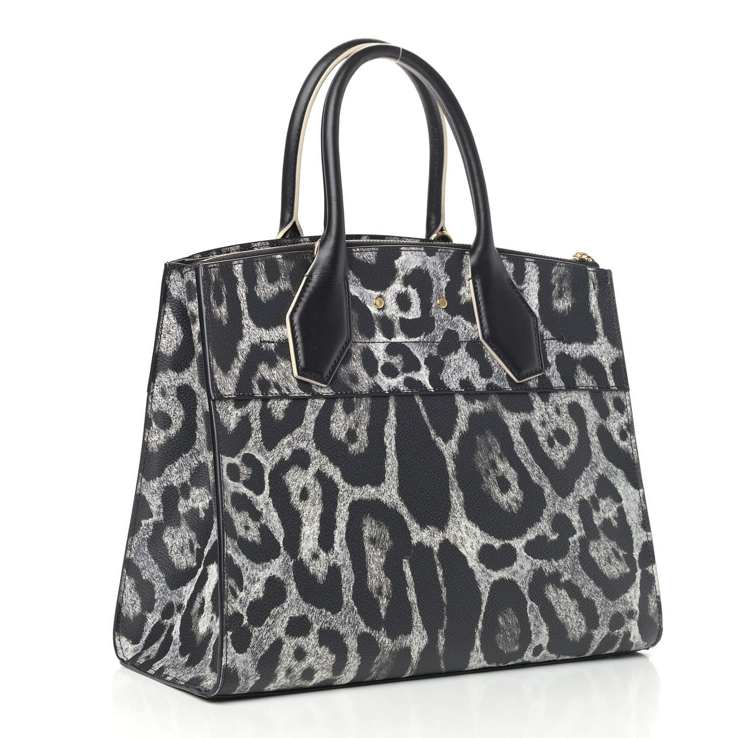 Canvas Calfskin Wild Animal Print City Steamer MM Black