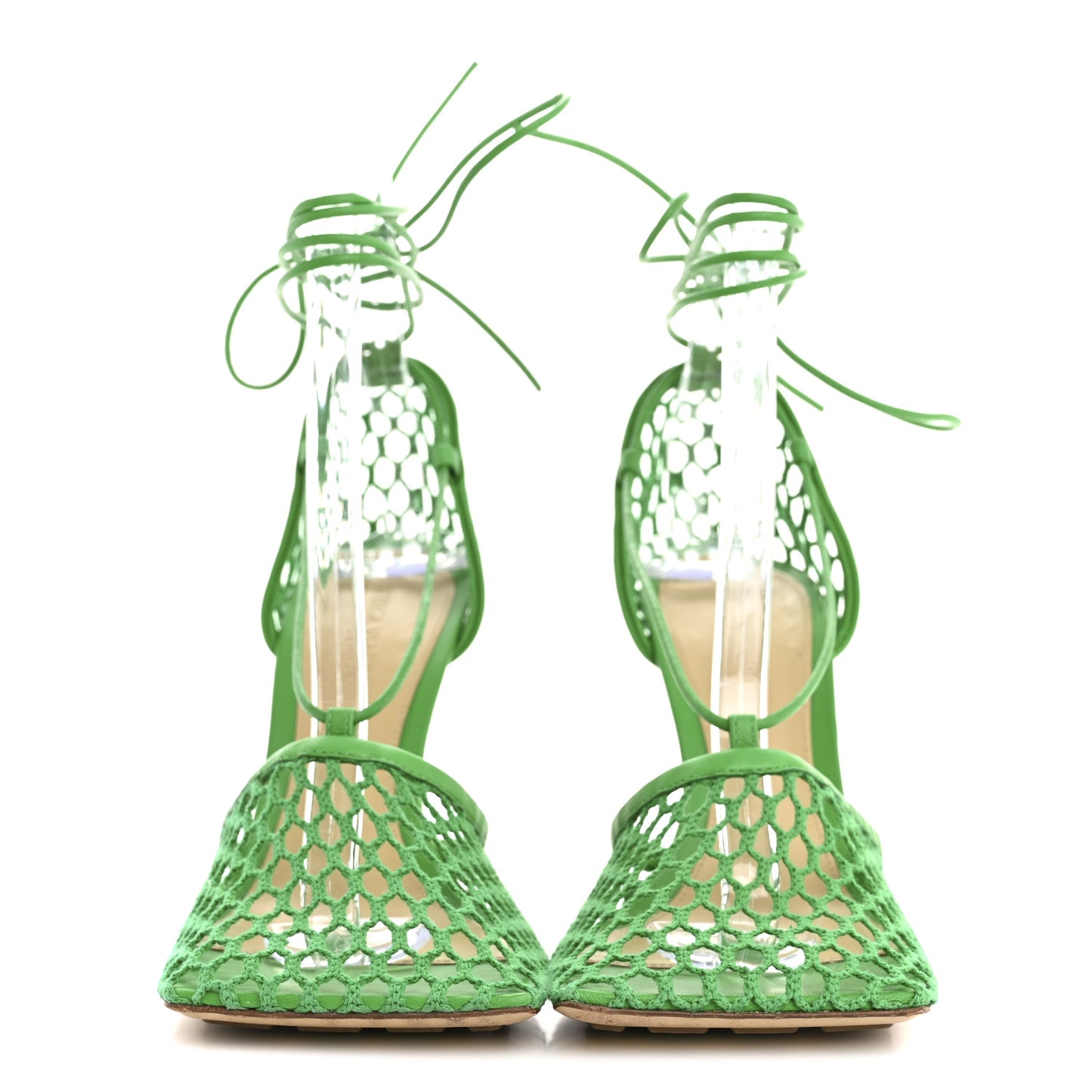 Mesh Nappa Stretch Ankle Tie 90mm Sandals 38.5 Grass