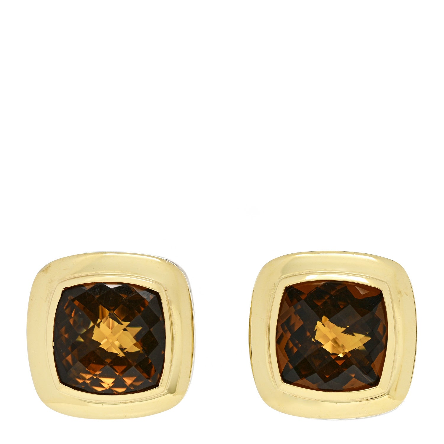 David Yurman Sterling Silver 18K Yellow Gold Smoky Quartz 11mm Albion Earrings 1 of 4