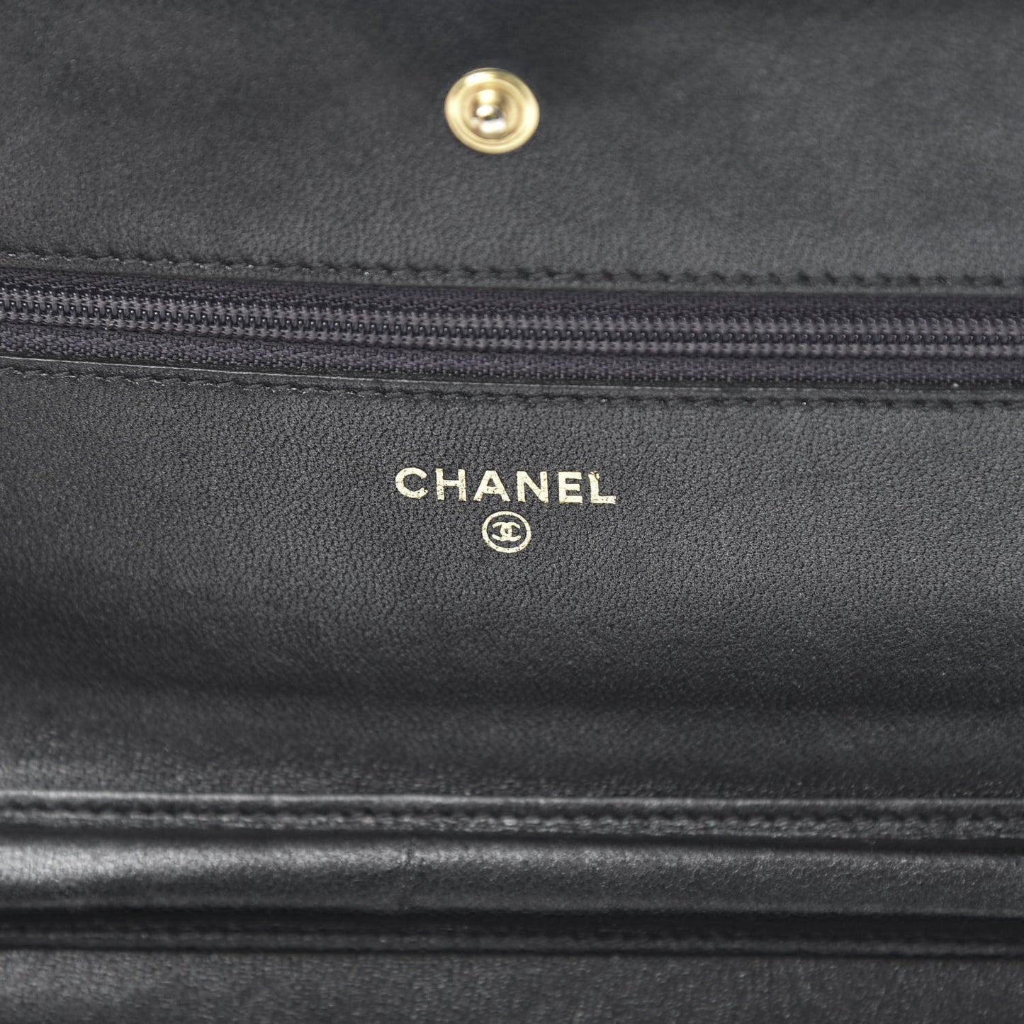 Lambskin Camellia Embossed Wallet on Chain WOC Black