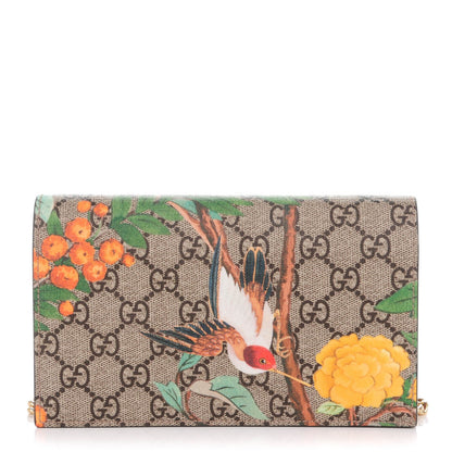 Gucci GG Supreme Monogram Tian Chain Wallet Beige Multicolor Red 1 of 7