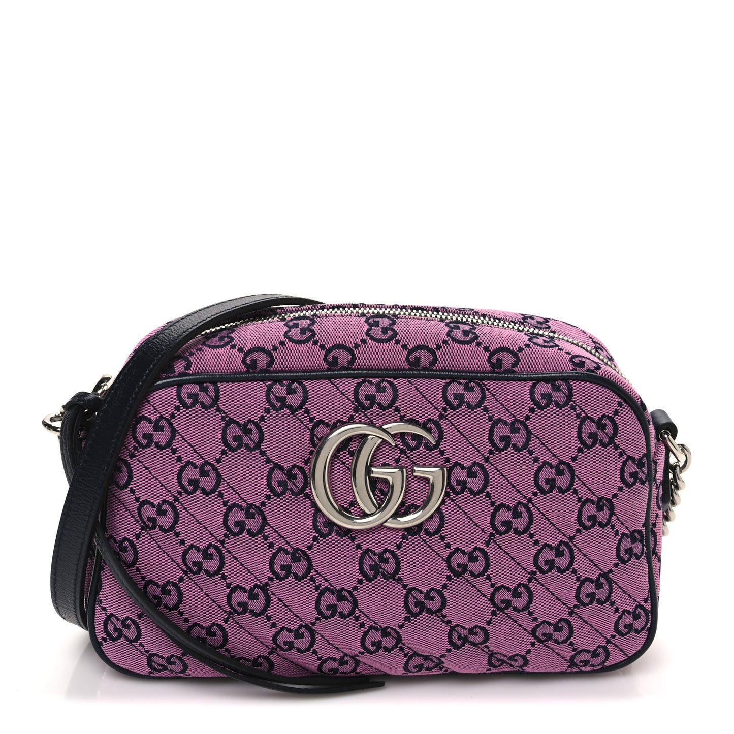 Monogram Multicolor Matelasse Diagonal Small GG Marmont Chain Shoulder Bag Pink Blue