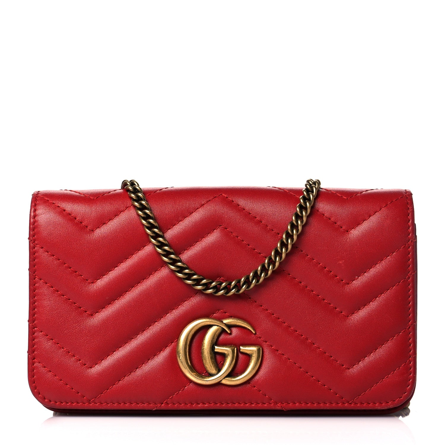 Gucci Calfskin Matelasse GG Marmont Mini Bag Hibiscus Red 1 of 12