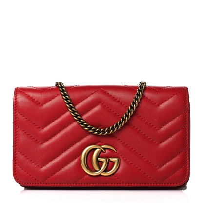 Gucci Calfskin Matelasse GG Marmont Mini Bag Hibiscus Red 1 of 12