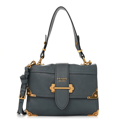 Prada Glace Calf Medium Soft Cahier Bag Marine Astrale 1 of 10