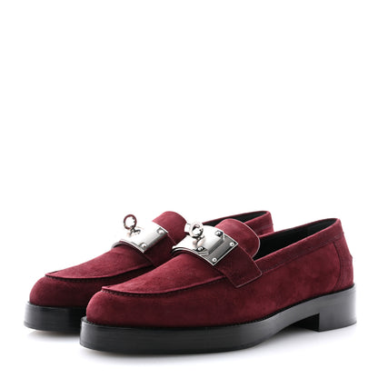 Hermes Suede Goatskin Womens Hot Loafer 38.5 Marron Mahogany 3 of 10