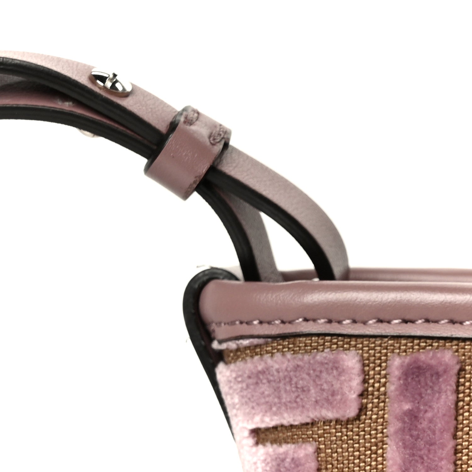 Fendi Velvet Jacquard FF Mini Roll Tote Dusty Mauve 12 of 12