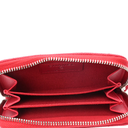 Chanel Caviar Chevron Quilted Zip Coin Purse Light Red 4 of 7