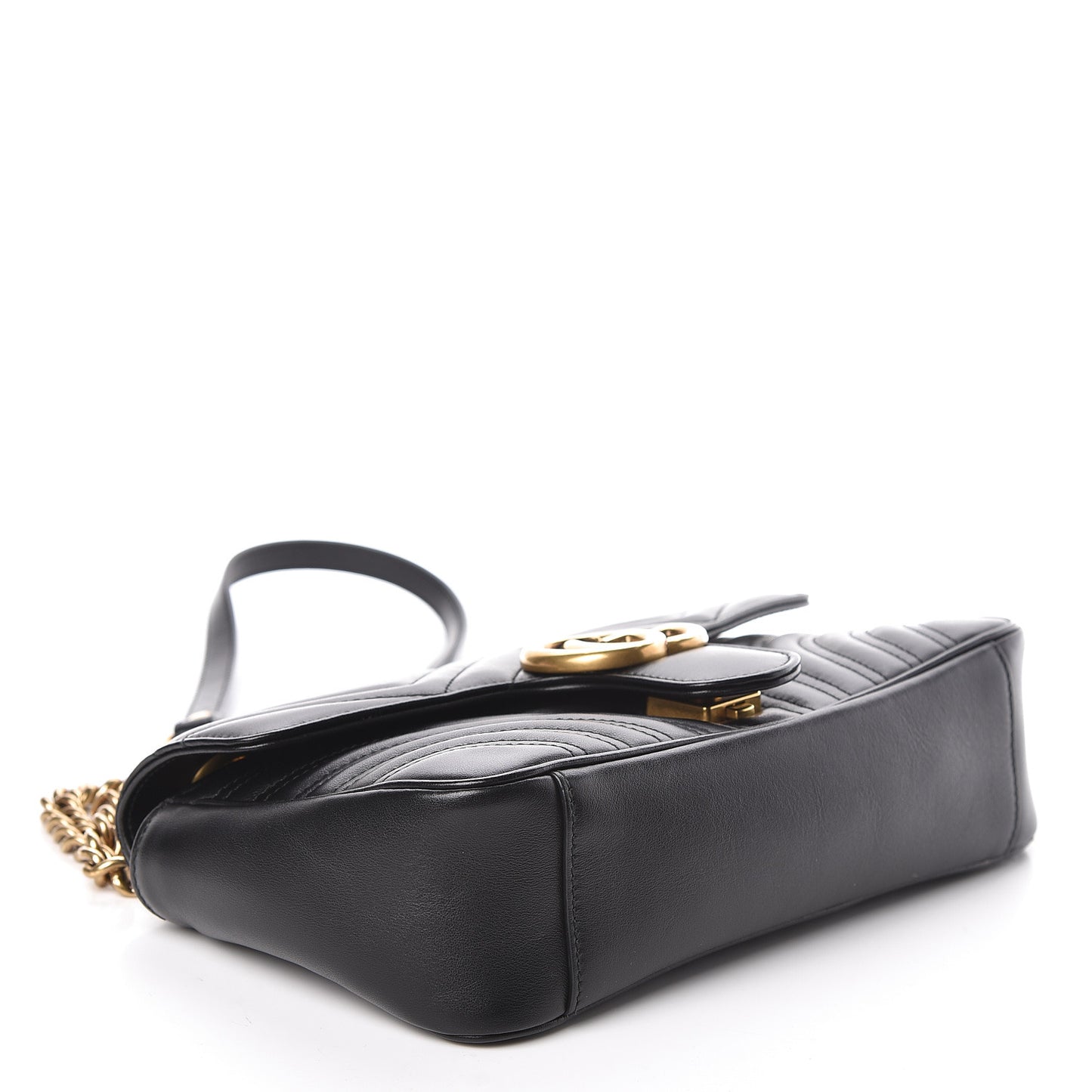 Calfskin Matelasse Small GG Marmont Shoulder Bag Black