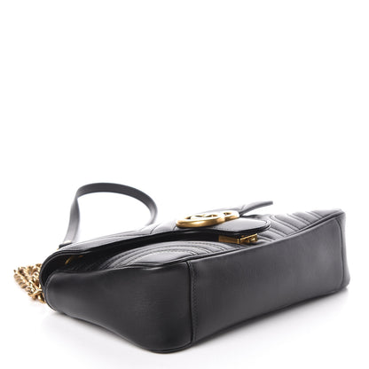 Gucci Calfskin Matelasse Small GG Marmont Shoulder Bag Black 4 of 10