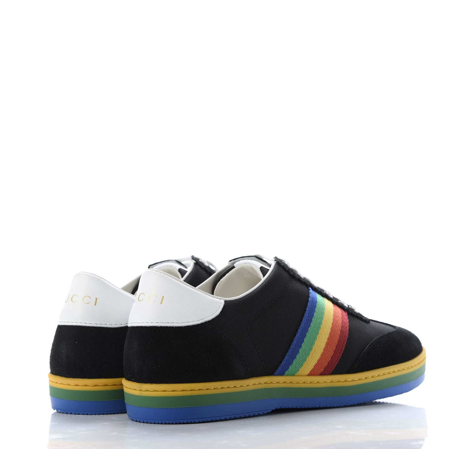 Gucci Suede Rainbow Womens G74 Sneakers 35 Black 4 of 10