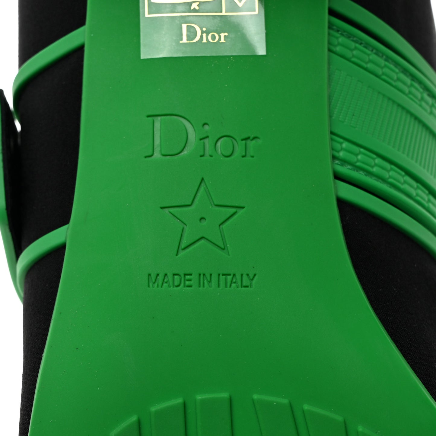 Neoprene Rubber Dior Roller Ballerina Flat 37 Black Green