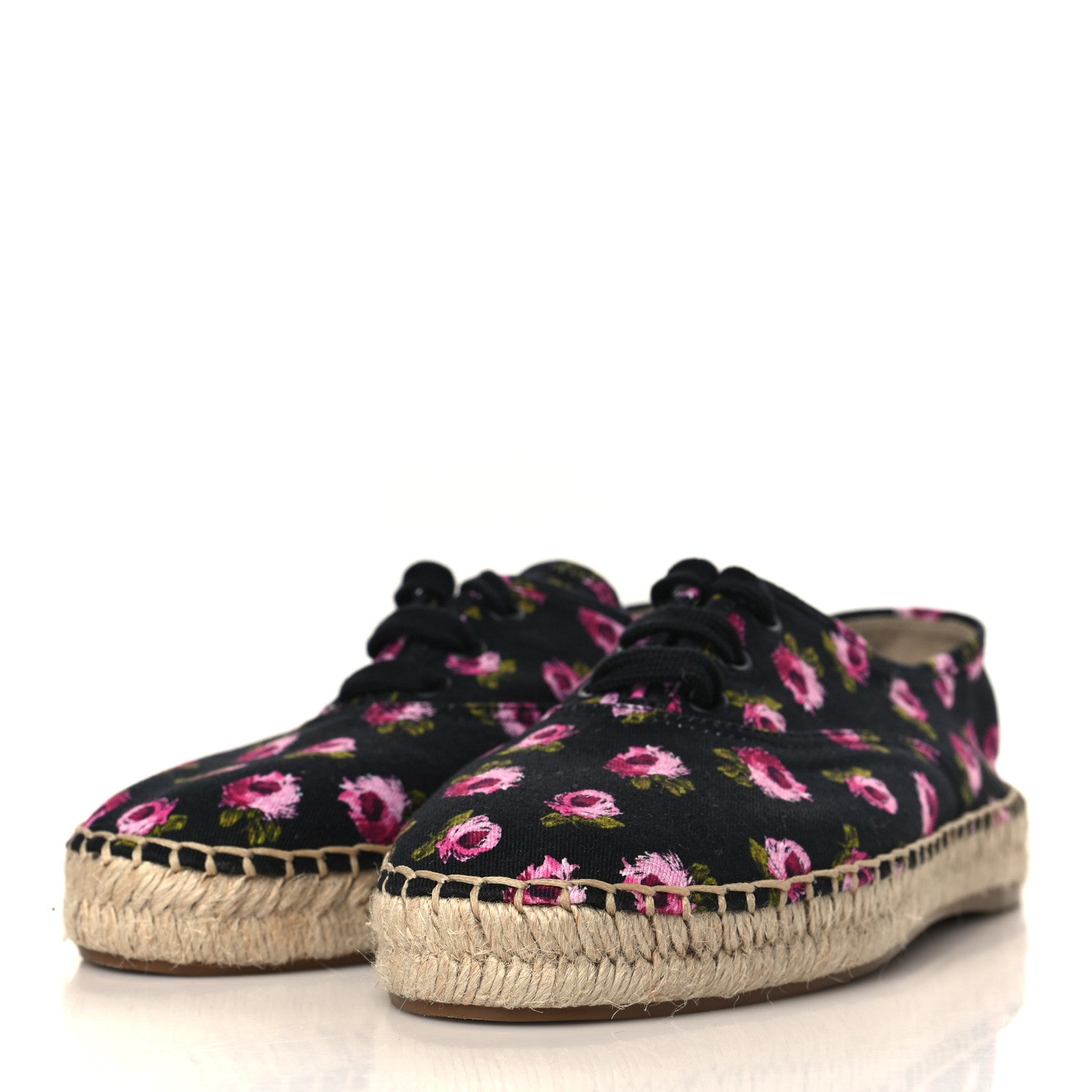 Prada Canvas Printed Espadrille Sneakers 38.5 Black Multicolor 3 of 8