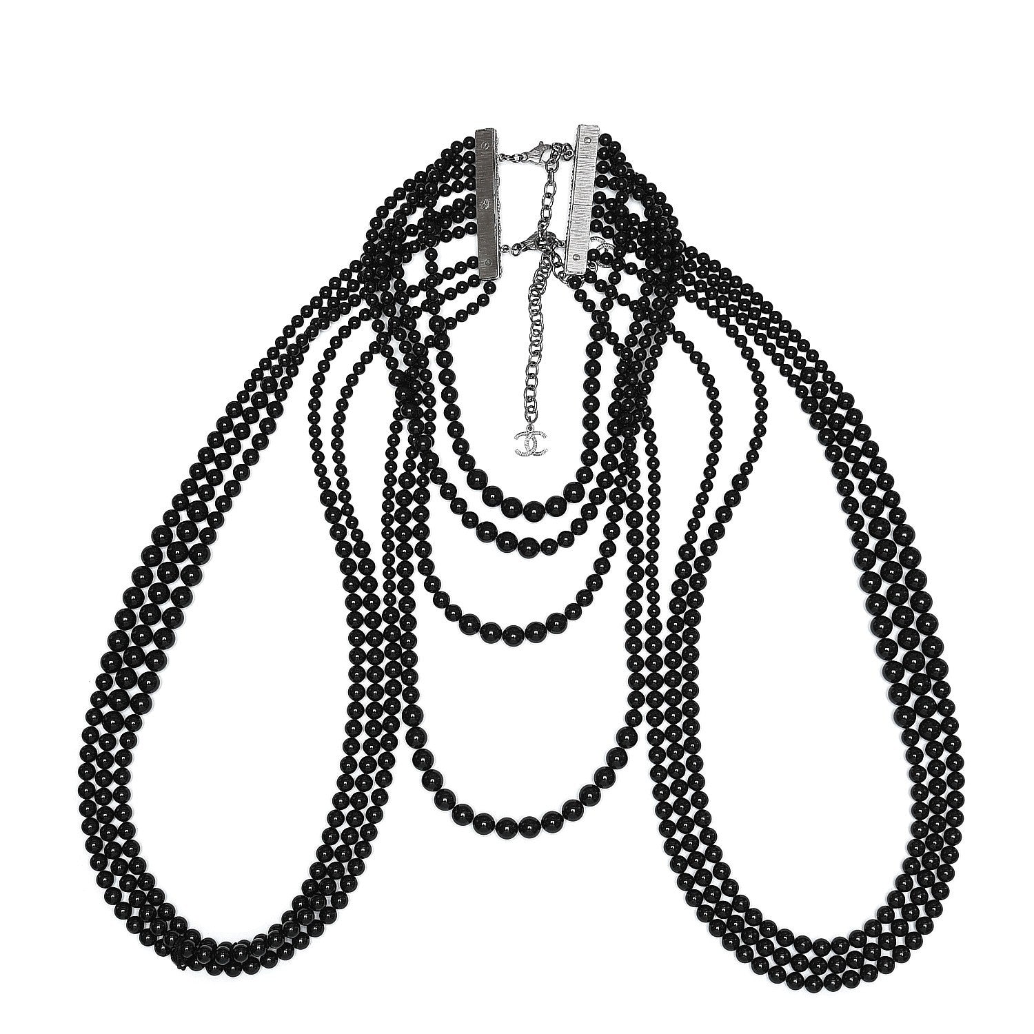Chanel Ruthenium Beaded Gripoix CC Harness Necklace Black 1 of 7